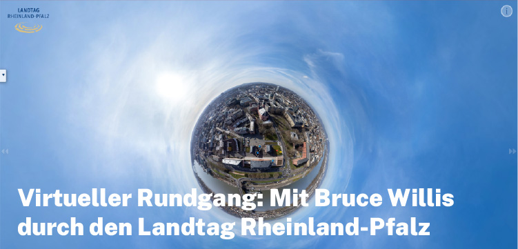 Virtueller Rundgang: Mit Bruce Willis durch den Landtag Rheinland-Pfalz